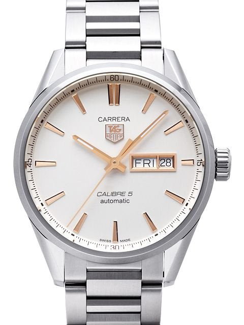 Tag Heuer Carrera Calibre 5 White Dial Silver Steel Strap Watch for Men - WAR201D.BA0723 Buy Now By Tag Heuer