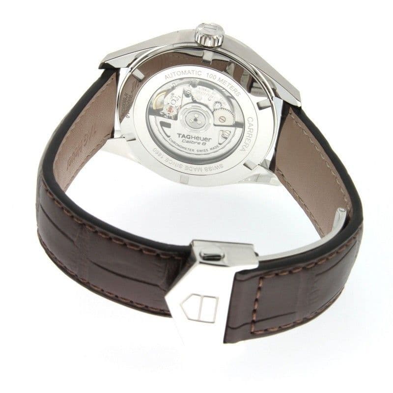 Tag Heuer Carrera Calibre 5 Automatic White Dial Brown Leather Strap Watch for Men - WAR201D.FC6291 Buy Now By Tag Heuer