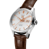 Tag Heuer Carrera Calibre 5 Automatic White Dial Brown Leather Strap Watch for Men - WAR201D.FC6291 Buy Now By Tag Heuer