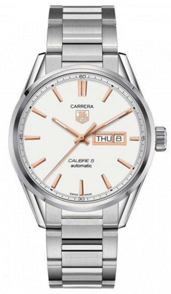 Tag Heuer Carrera Calibre 5 White Dial Silver Steel Strap Watch for Men - WAR201D.BA0723 Buy Now By Tag Heuer