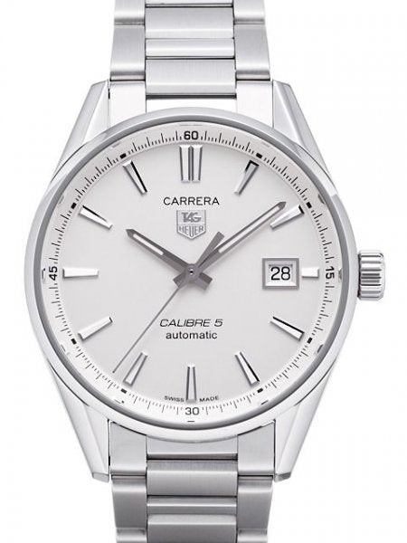 Tag Heuer Carrera Automatic Caliber 5 White Dial Silver Steel Strap Watch for Men - WAR211B.BA0782 Buy Now By Tag Heuer