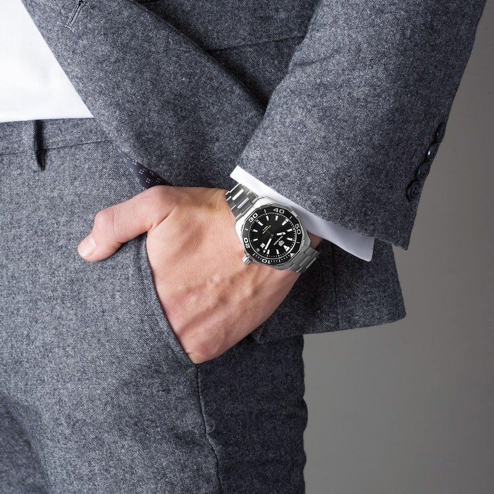 Tag Heuer Aquaracer Quartz Black Dial Silver Steel Strap Watch for Men - WAY101A.BA0746 Buy Now By Tag Heuer
