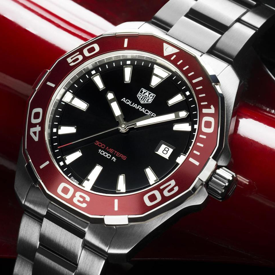 Tag Heuer Aquaracer Black Dial Silver Steel Strap Watch for Men - WAY101B.BA0746 Buy Now By Tag Heuer