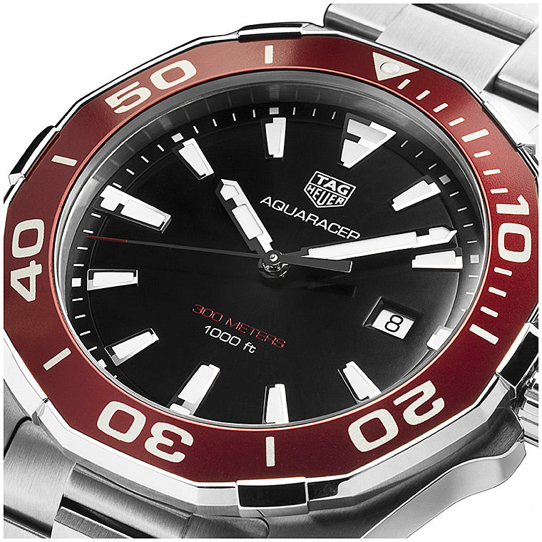 Tag Heuer Aquaracer Black Dial Silver Steel Strap Watch for Men - WAY101B.BA0746 Buy Now By Tag Heuer