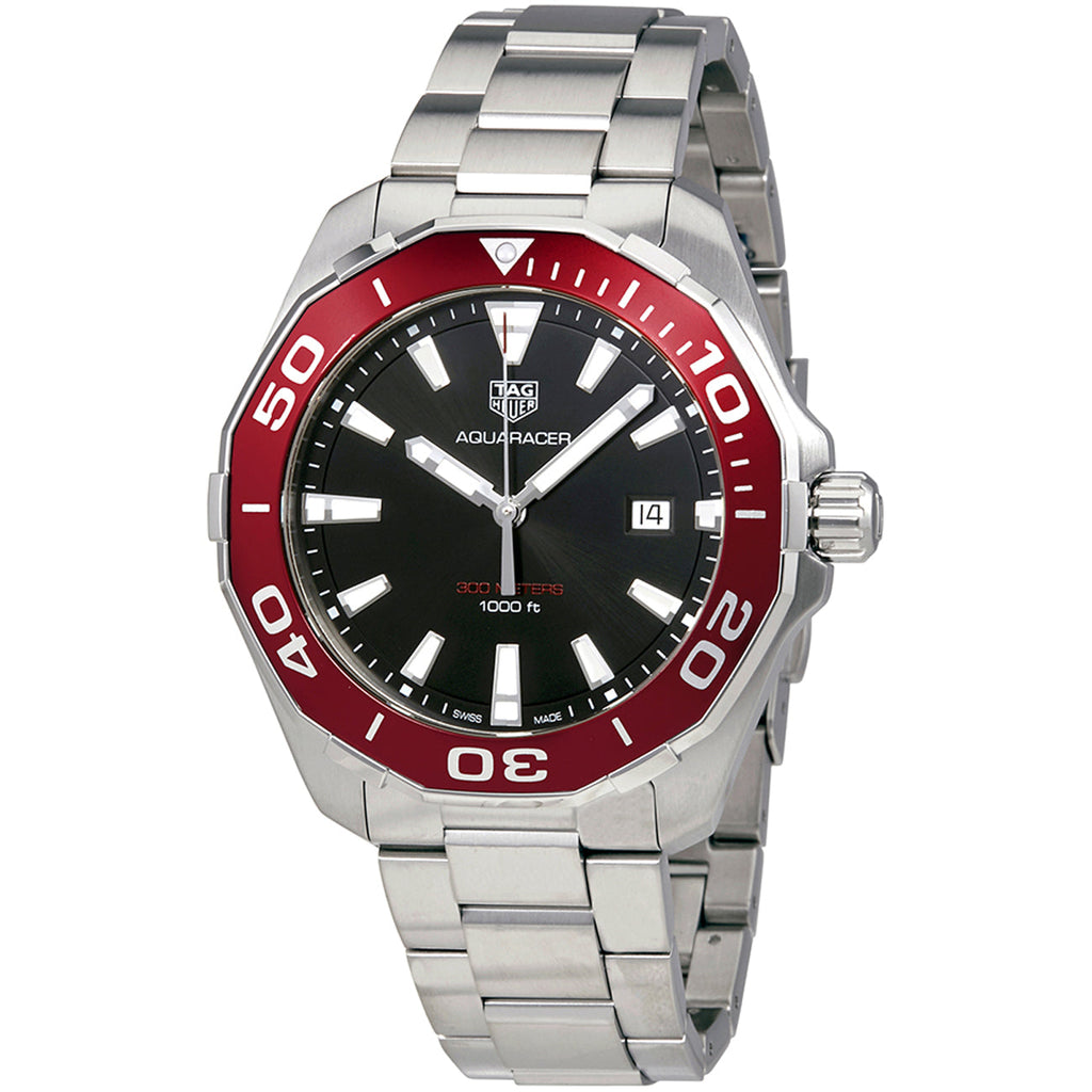 Tag Heuer Aquaracer Black Dial Silver Steel Strap Watch for Men - WAY101B.BA0746 Buy Now By Tag Heuer