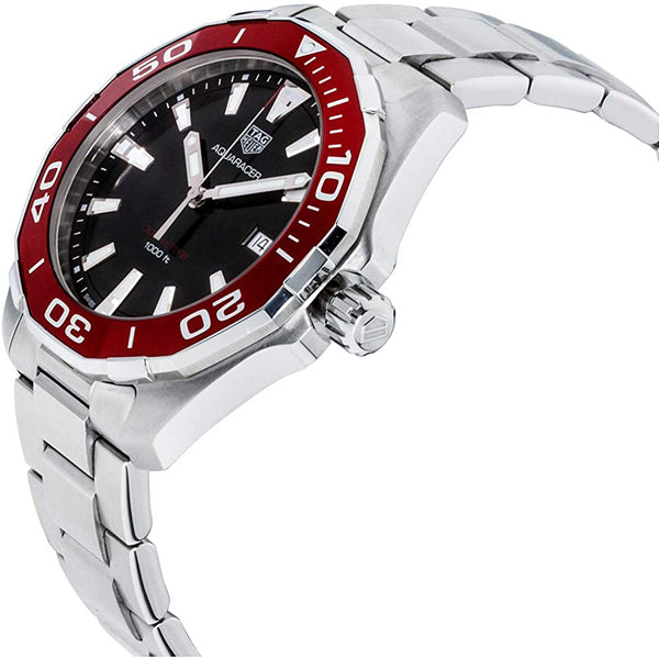 Tag Heuer Aquaracer Black Dial Silver Steel Strap Watch for Men - WAY101B.BA0746 Buy Now By Tag Heuer