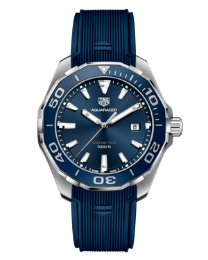 Tag Heuer Aquaracer Quartz Blue Dial Blue Rubber Strap Watch for Men - WAY101C.FC6153 Buy Now By Tag Heuer