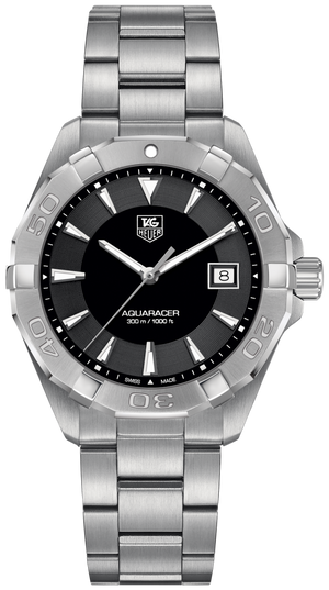 Tag Heuer Aquaracer Quartz Black Dial Silver Steel Strap Watch for Men - WAY1110.BA0928 Buy Now By Tag Heuer
