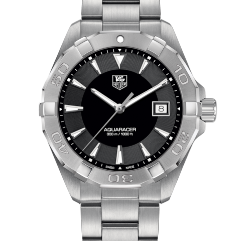 Tag Heuer Aquaracer Quartz Black Dial Silver Steel Strap Watch for Men - WAY1110.BA0928 Buy Now By Tag Heuer