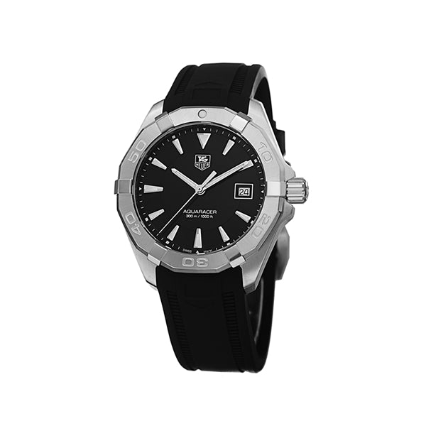 Tag Heuer Aquaracer Quartz Black Dial Black Rubber Strap Watch for Men - WAY1110.FT8021 Buy Now By Tag Heuer