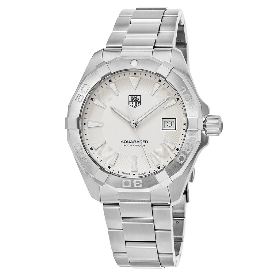 Tag Heuer Aquaracer Quartz White Dial Silver Steel Strap Watch for Men - WAY1111.BA0928 Buy Now By Tag Heuer