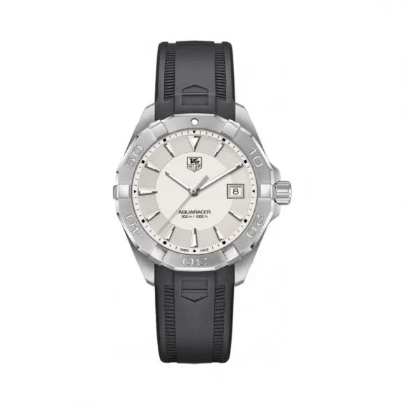 Tag Heuer Aquaracer Quartz White Dial Black Rubber Strap Watch for Men - WAY1111.FT8021 Buy Now By Tag Heuer