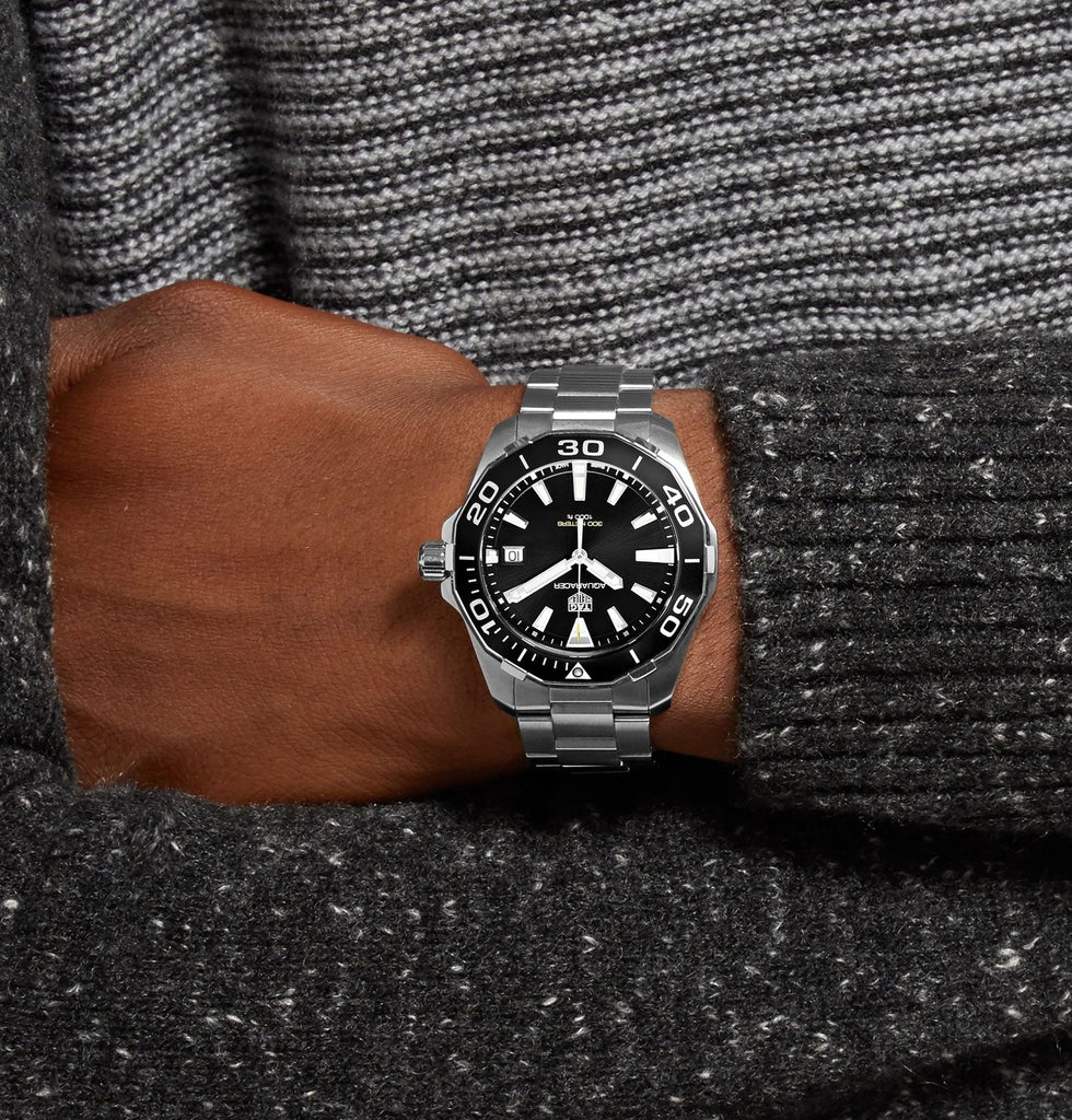 Tag Heuer Aquaracer Black Dial Silver Steel Strap Watch for Men - WAY111A.BA0928 Buy Now By Tag Heuer