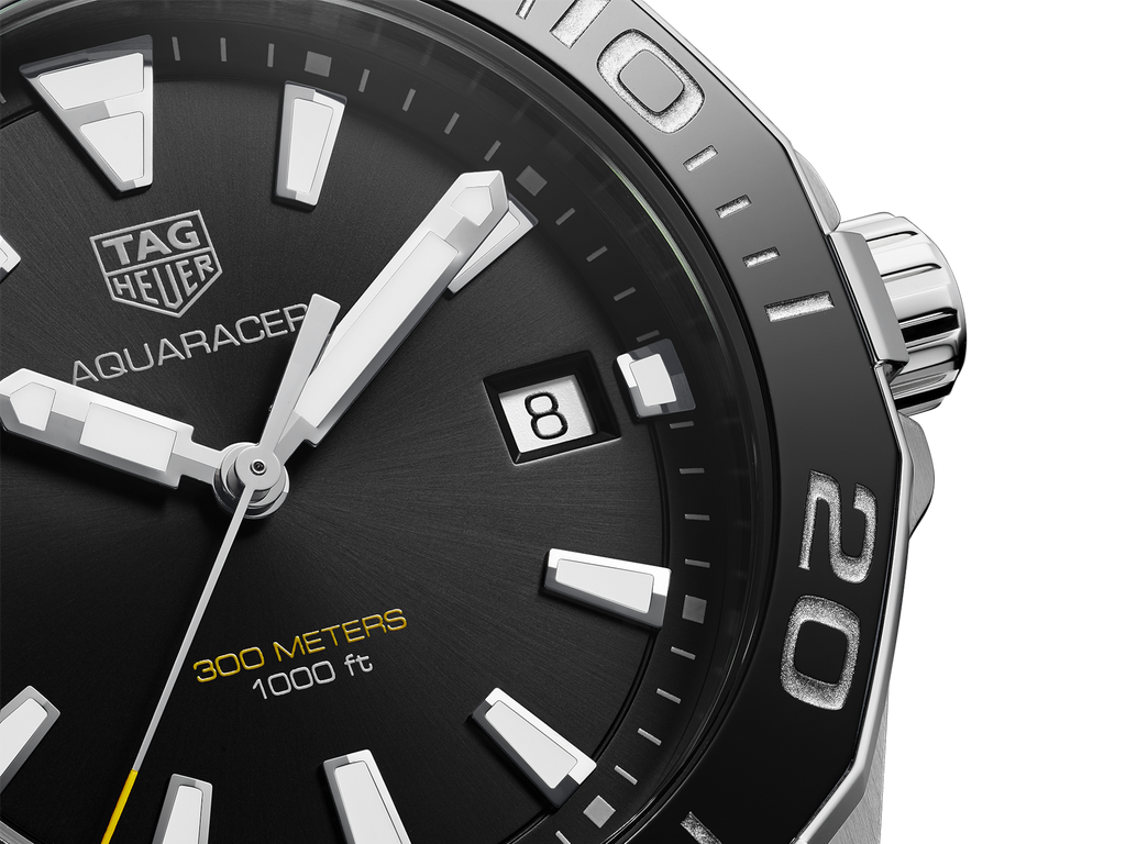 Tag Heuer Aquaracer Black Dial Silver Steel Strap Watch for Men - WAY111A.BA0928 Buy Now By Tag Heuer