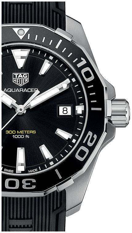 Tag Heuer Aquaracer Black Dial Black Rubber Strap Watch for Men - WAY111A.FT6151 Buy Now By Tag Heuer