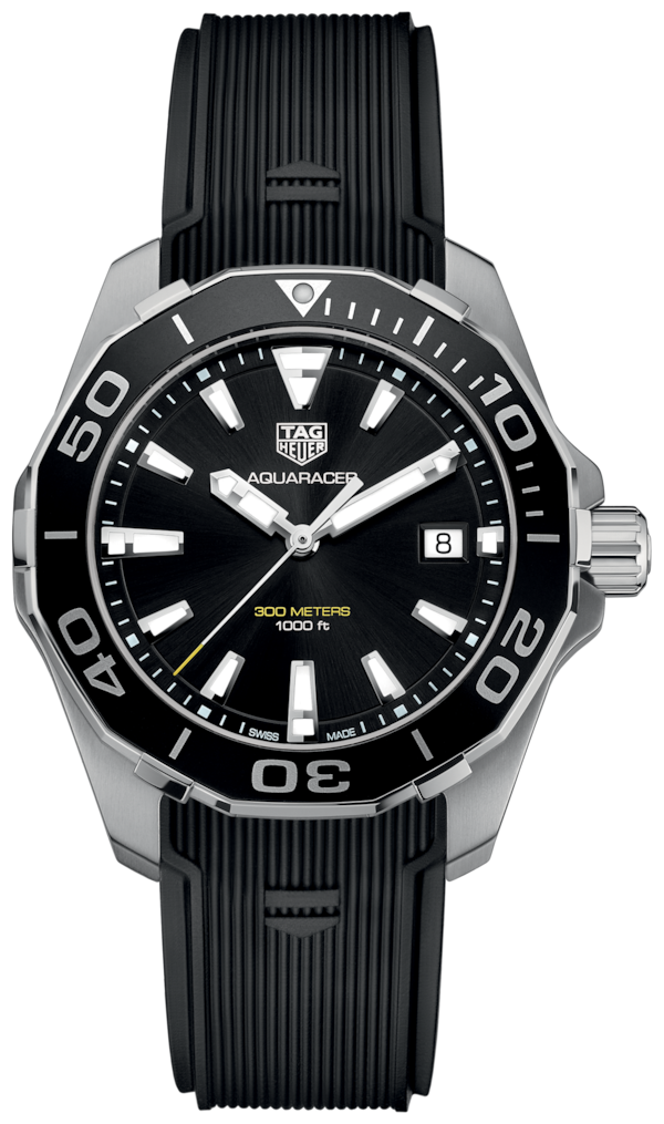 Tag Heuer Aquaracer Black Dial Black Rubber Strap Watch for Men - WAY111A.FT6151 Buy Now By Tag Heuer