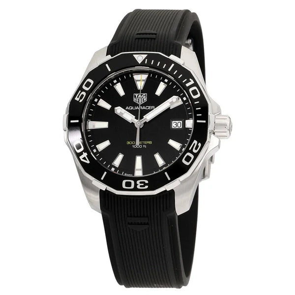 Tag Heuer Aquaracer Black Dial Black Rubber Strap Watch for Men - WAY111A.FT6151 Buy Now By Tag Heuer