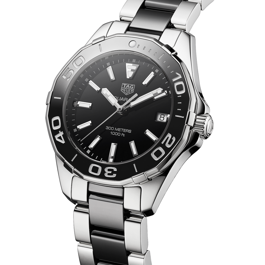 Tag Heuer Aquaracer Quartz Black Dial Two Tone Steel Strap Watch for Men - WAY131A.BA0913 Buy Now By Tag Heuer