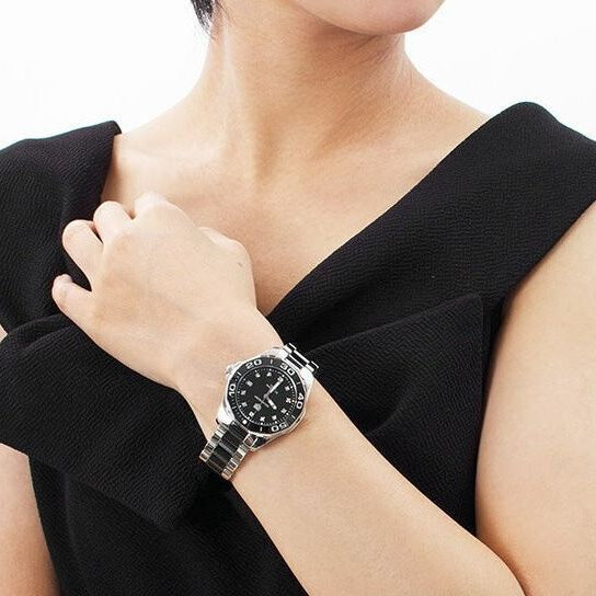 Tag Heuer Aquaracer Quartz Black Dial Two Tone Steel Strap Watch for Women - WAY131C.BA0913 Buy Now By Tag Heuer