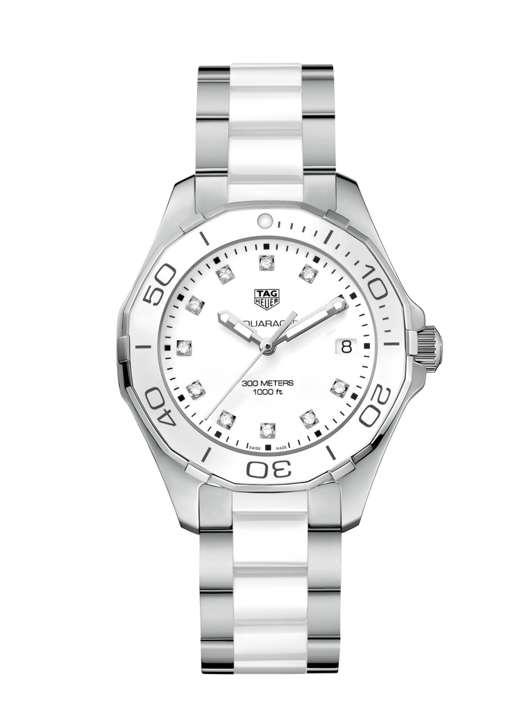 Tag Heuer Aquaracer Diamonds White Dial Two Tone Steel Strap Watch for Women - WAY131D.BA0914 Buy Now By Tag Heuer