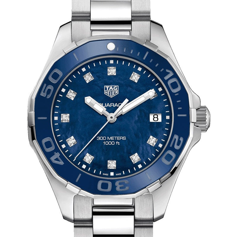 Tag Heuer Aquaracer Diamonds Blue Dial Silver Steel Strap Watch for Women - WAY131L.BA0748 Buy Now By Tag Heuer