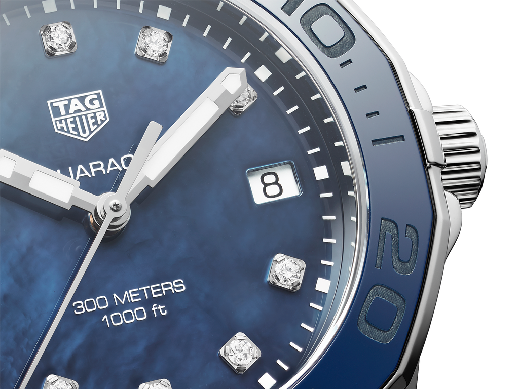 Tag Heuer Aquaracer Quartz Mother of Pearl Blue Dial Blue NATO Strap Watch for Women - WAY131L.FT6091 Buy Now By Tag Heuer