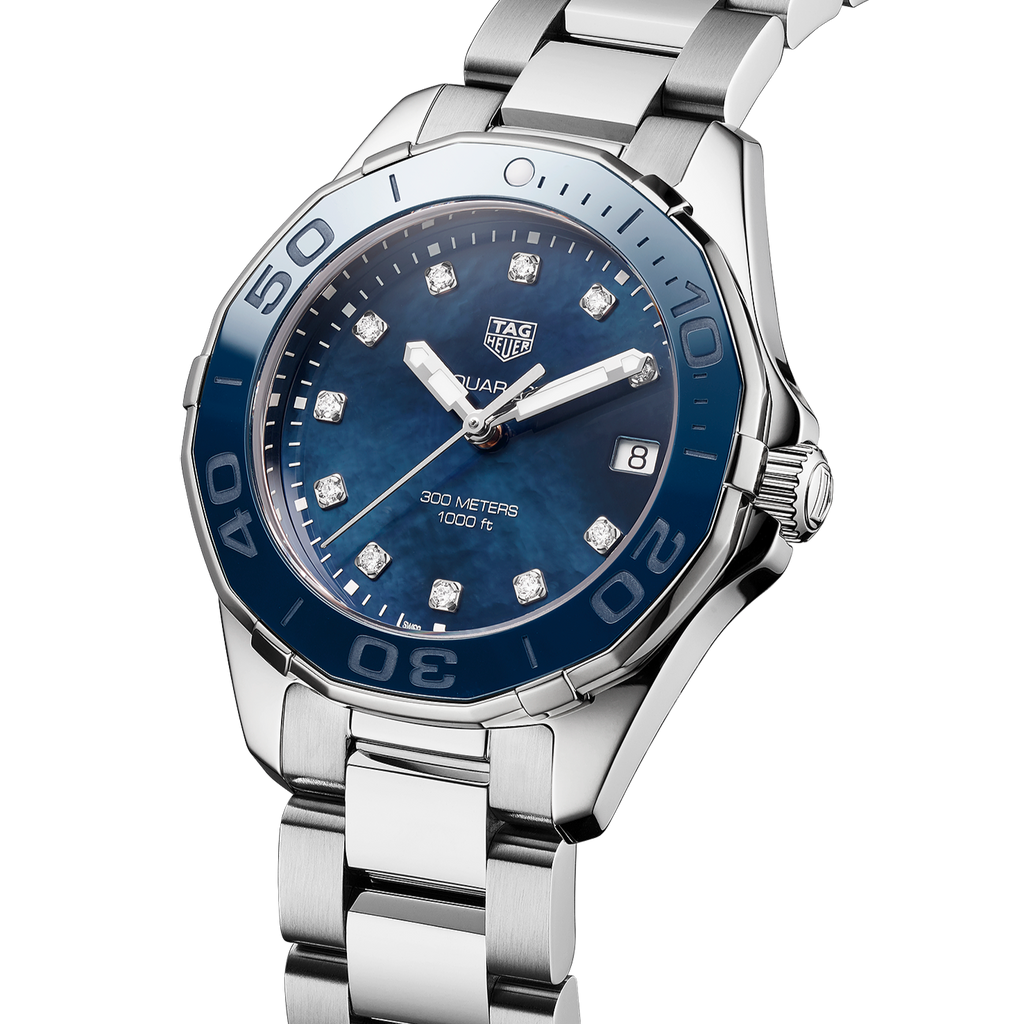 Tag Heuer Aquaracer Diamonds Blue Dial Silver Steel Strap Watch for Women - WAY131L.BA0748 Buy Now By Tag Heuer