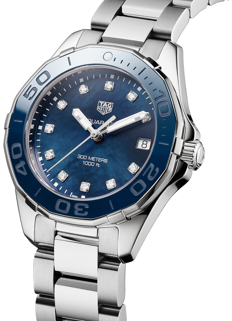 Tag Heuer Aquaracer Diamonds Blue Dial Silver Steel Strap Watch for Women - WAY131L.BA0748 Buy Now By Tag Heuer