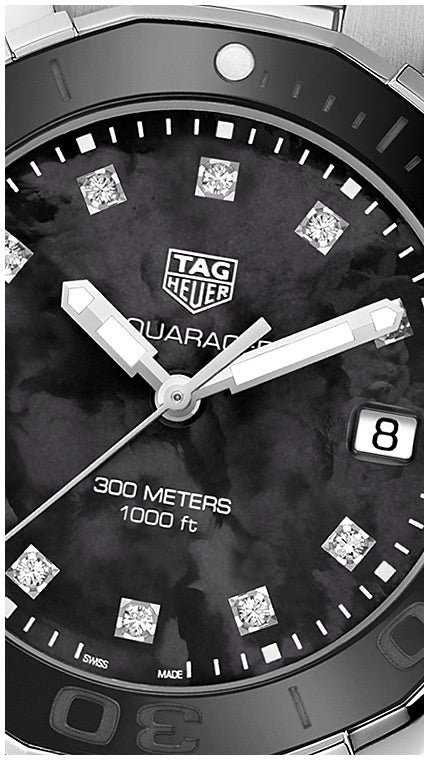 Tag Heuer Aquaracer Quartz Black Dial Silver Steel Strap Watch for Women - WAY131M.BA0748 Buy Now By Tag Heuer