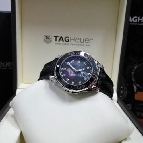 Tag Heuer Aquaracer Quartz Mother of Pearl Black Dial Black NATO Strap Watch for Women - WAY131M.FT6092 Buy Now By Tag Heuer