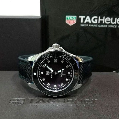 Tag Heuer Aquaracer Quartz Mother of Pearl Black Dial Black NATO Strap Watch for Women - WAY131M.FT6092 Buy Now By Tag Heuer
