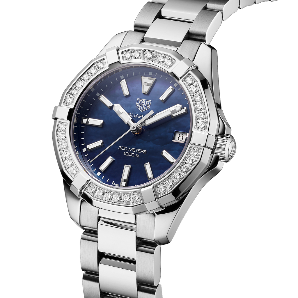 Tag Heuer Aquaracer Quartz Diamonds Blue Dial Silver Steel Strap Watch for Women - WAY131N.BA0748 Buy Now By Tag Heuer