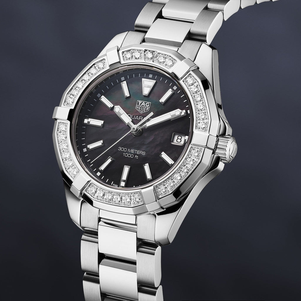 Tag Heuer Aquaracer Quartz Diamonds Black Dial Silver Steel Strap Watch for Women - WAY131P.BA0748 Buy Now By Tag Heuer