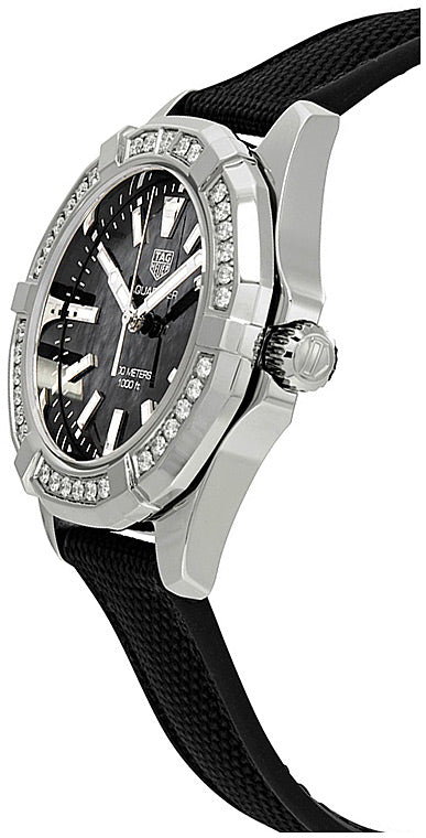 Tag Heuer Aquaracer Diamonds Mother of Pearl Black Dial Black Nylon Strap Watch for Women - WAY131P.FT6092 Buy Now By Tag Heuer