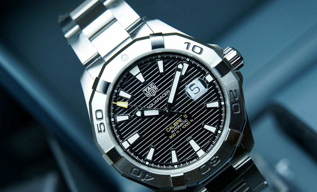 Tag Heuer Aquaracer Automatic Black Dial Silver Steel Strap Watch for Men - WAY2010.BA0927