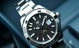 Tag Heuer Aquaracer Automatic Black Dial Silver Steel Strap Watch for Men - WAY2010.BA0927