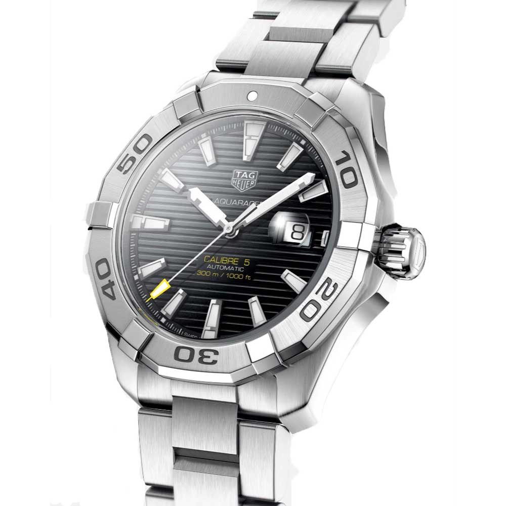 Tag Heuer Aquaracer Automatic Black Dial Silver Steel Strap Watch for Men - WAY2010.BA0927 Buy Now By Tag Heuer