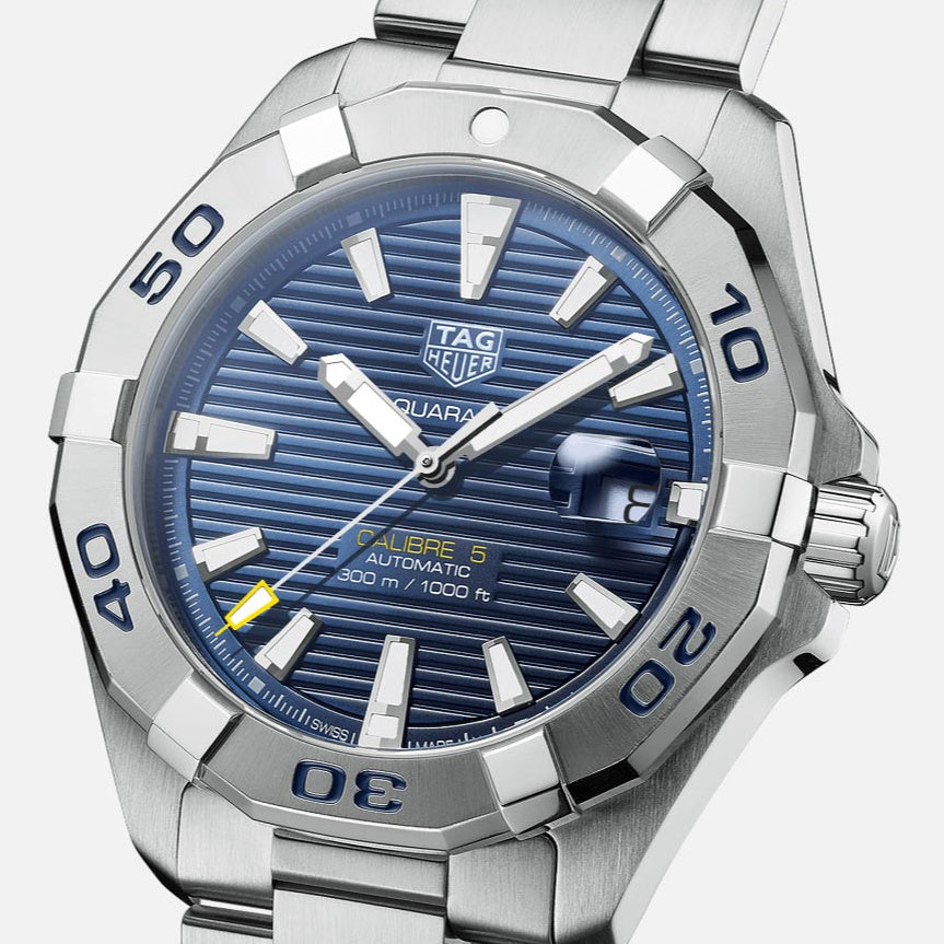 Tag Heuer Aquaracer Calibre 5 Automatic Blue Dial Silver Steel Strap Watch for Men - WAY2012.BA0927 Buy Now By Tag Heuer