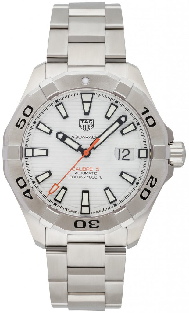 Tag Heuer Aquaracer Calibre 5 Automatic White Dial Silver Steel Strap Watch for Men - WAY2013.BA0927 Buy Now By Tag Heuer