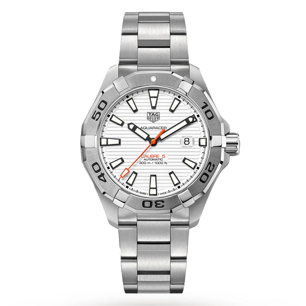 Tag Heuer Aquaracer Calibre 5 Automatic White Dial Silver Steel Strap Watch for Men - WAY2013.BA0927 Buy Now By Tag Heuer
