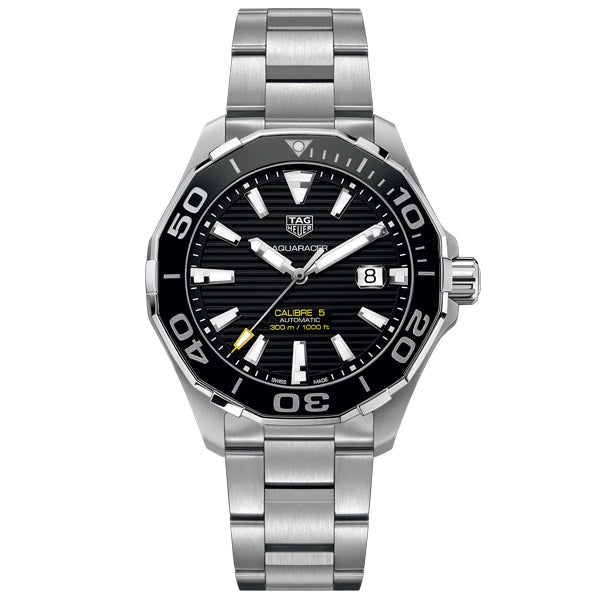 Tag Heuer Aquaracer Black Dial Silver Steel Strap Strap Watch for Men - WAY201A.BA0927 Buy Now By Tag Heuer