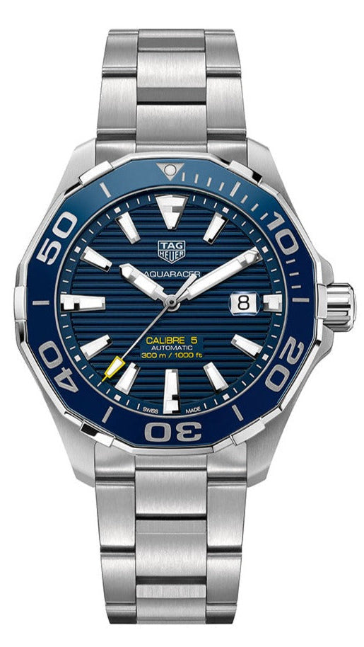 Tag Heuer Aquaracer Calibre 5 Blue Dial Silver Steel Strap Watch for Men - WAY201B.BA0927 Buy Now By Tag Heuer