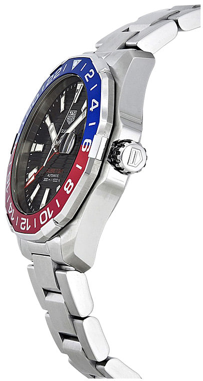 Tag Heuer Aquaracer GMT Caliber 7 Pepsi Black Dial Silver Steel Strap Watch for Men - WAY201F.BA0927 Buy Now By Tag Heuer