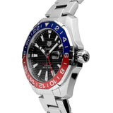 Tag Heuer Aquaracer GMT Caliber 7 Pepsi Black Dial Silver Steel Strap Watch for Men - WAY201F.BA0927 Buy Now By Tag Heuer