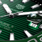 Tag Heuer Aquaracer Calibre 5 Green Dial Silver Steel Strap Watch for Men - WAY201S.BA0927 Buy Now By Tag Heuer