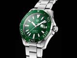 Tag Heuer Aquaracer Calibre 5 Green Dial Silver Steel Strap Watch for Men - WAY201S.BA0927 Buy Now By Tag Heuer