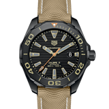Tag Heuer Aquaracer 300 Calibre 5 Automatic Black Dial Brown Nylon Strap Watch for Men - WAY208C.FC6383 Buy Now By Tag Heuer