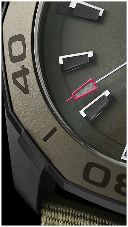 Tag Heuer Aquaracer Automatic Green Dial Khakhi Green Nylon Strap Watch for Men - WAY208E.FC8222 Buy Now By Tag Heuer