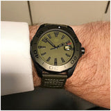 Tag Heuer Aquaracer Automatic Green Dial Khakhi Green Nylon Strap Watch for Men - WAY208E.FC8222 Buy Now By Tag Heuer