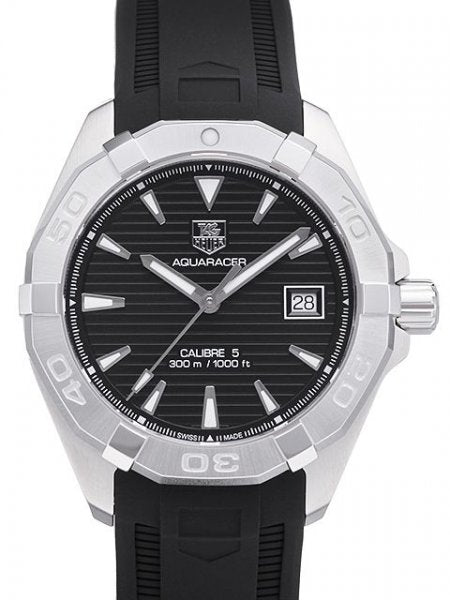 Tag Heuer Aquaracer Automatic Caliber 5 Black Dial Black Rubber Strap Watch for Men - WAY2110.FT8021 Buy Now By Tag Heuer